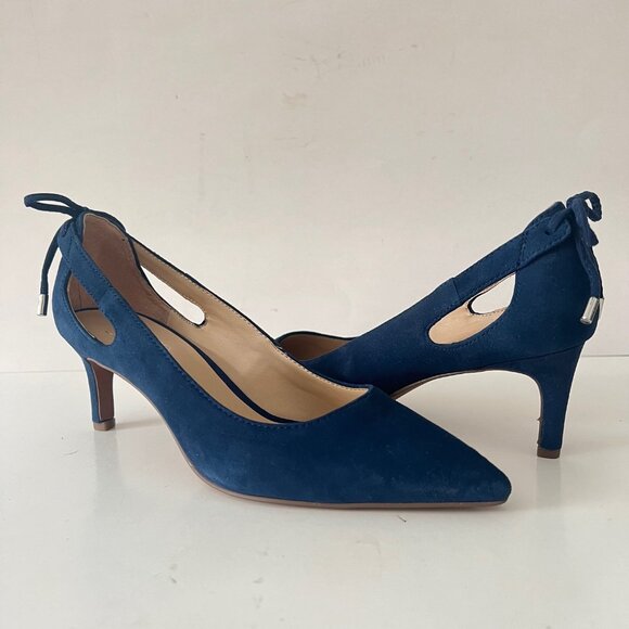 NEW Franco Sarto Real Suede Bow Back Pumps Shoes in Blue, Size 7.5 M - Picture 5 of 16